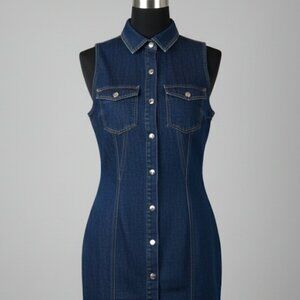 Dark Wash Denim Midi Dress Sz L